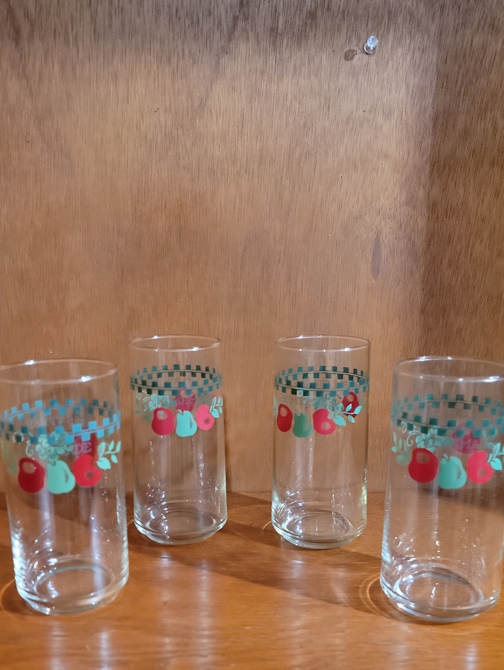 Vintage Corelle "Farm Fresh" Fruit Pattern Tall Drinking Glasses - Set of 4